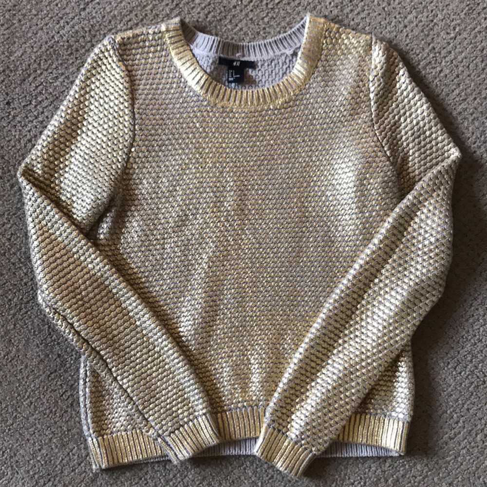 H&M Gold Crew Neck Sweater